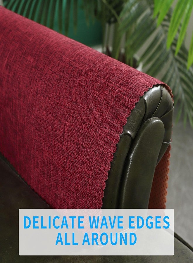 Hittun Sofa Arm Cover,Non Slip Couch Arm Cover Washable Recliner Chair Armrest Covers Protectors Set of 2 Wavy Border Armrest Covers for Sofa (18" x24", Red) - Image 2